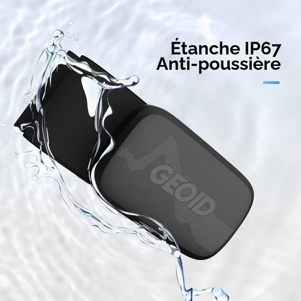 GEOID HS500 Moniteur de fréquence Cardiaque Sangle de Poitrine, Bluetooth 4.2/Ant+, Capteur de fréquence Cardiaque étanche IP67, Compatible Wahoo, Zwift