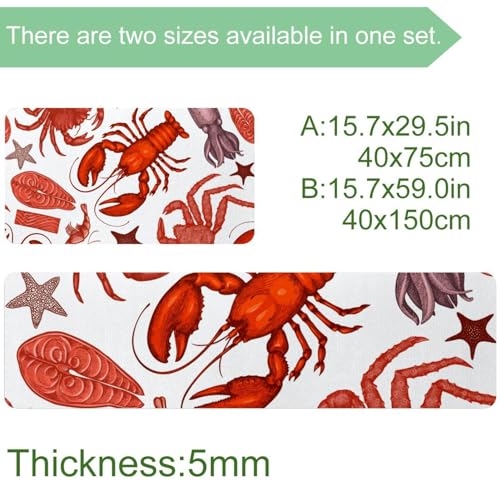 Alfombrillas de cocina antideslizantes lavables y absorbentes de marisco 2 uds 4