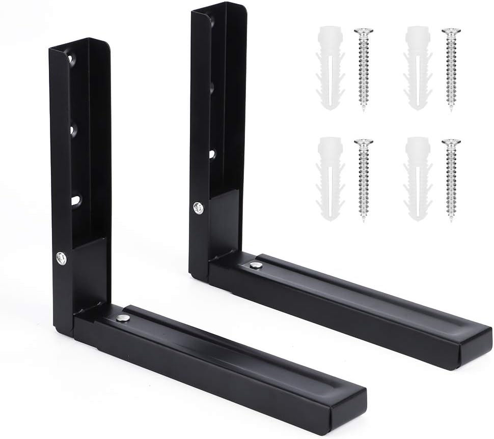 Micro Holder, Heavy Duty and Sturdy Brackets, Foldable Stretch Shelf Rack Micro Oven Wall Mot Bracket