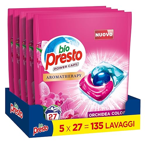Bio Presto Power Caps Color, Detersivo Lavatrice Predosato In Capsule, Confezione Da 135 Lavaggi