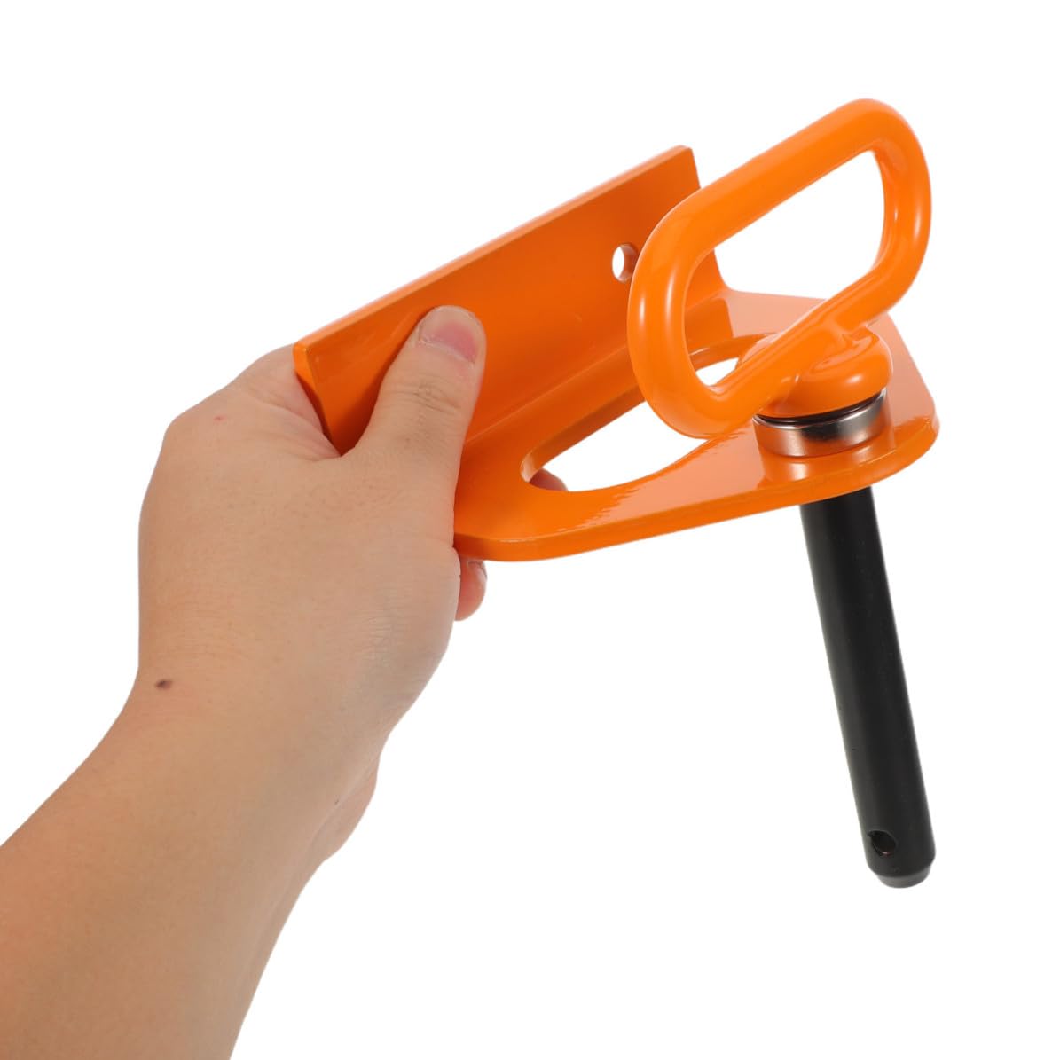 iplusmile Magnetischer Anhängerkupplungsbolzen aus Eisen Orange Gebogene Plattenstruktur Schnellverbindung und Sichere Befestigung für Rasenmäher Gartentraktoren und Anhänger