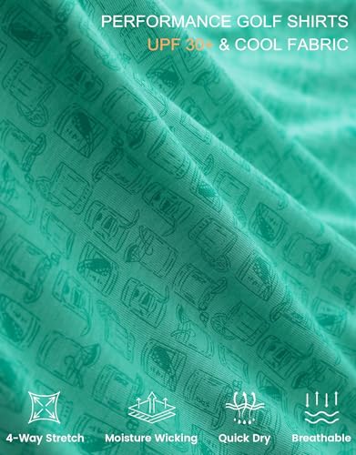 M MAELREG Golf Shirts for Men Print Performance Moisture Wicking Dry Fit Heather Stripe Collared Mens Polo Shirt Short Sleeve4