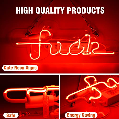 Neon Signs Fuck Light Neon Light Sign Hanging Wall Sign Neon Girls Sign Neon Words Real Neon for Wall Home Bedroom Room Decor Bar Beer Decoration Signs