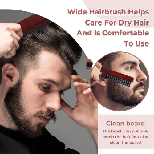 Qufiiry Sleek Bun Bürste, Wildschweinborsten Bürste, Teasing Hair Brush Boar Bristle Hair Brush Tail Comb, Haarbürsten mit Wildschweinborsten, Weiche Naturborsten, für Haar und Bart Styling