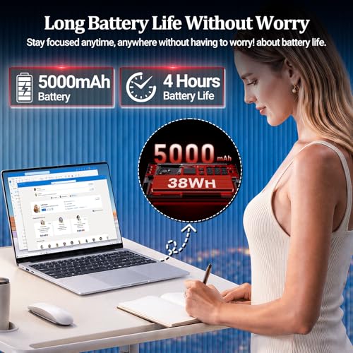 Image of 2026 Laptop, 15.6 Inch Laptop Computer, Ultra-Thin Lightweight Lap top, Celeron N4000, 8GB RAM 256GB SSD, FHD 1080P, 180 Open, Win 11 Pro, WiFi 2.4 /5G, BT4.2,Mini HDMI for Student & Business, Silver