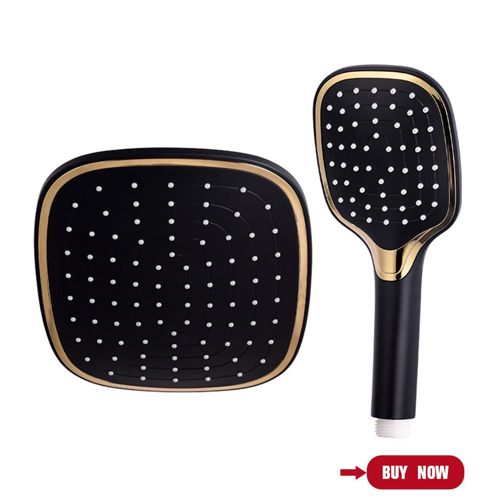 Soffione Doccia A Mano Con 3 Modalità - Alta Pressione, Design Quadrato, Risparmio Idrico (Nero Cromato) - Foto 9