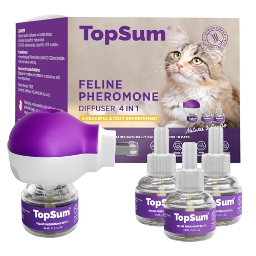 TopSum Cat Pheromones Calming Diffuser: 1 Diffuser & 3 Refills