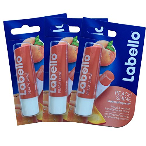 Labello Peach Shine Lip Balm 4.8g/5.5ml - 3 Pack