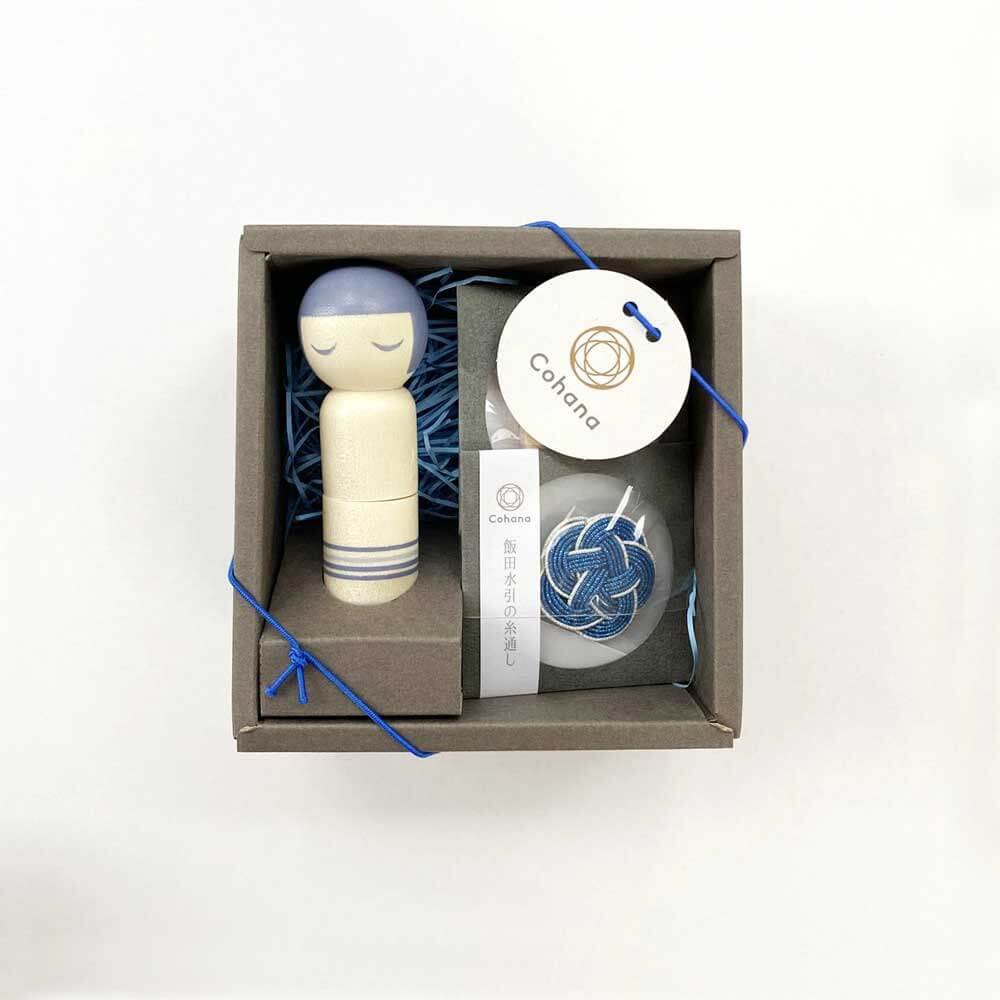 Blue Kokeshi Doll Pincushion Set - 1 Set