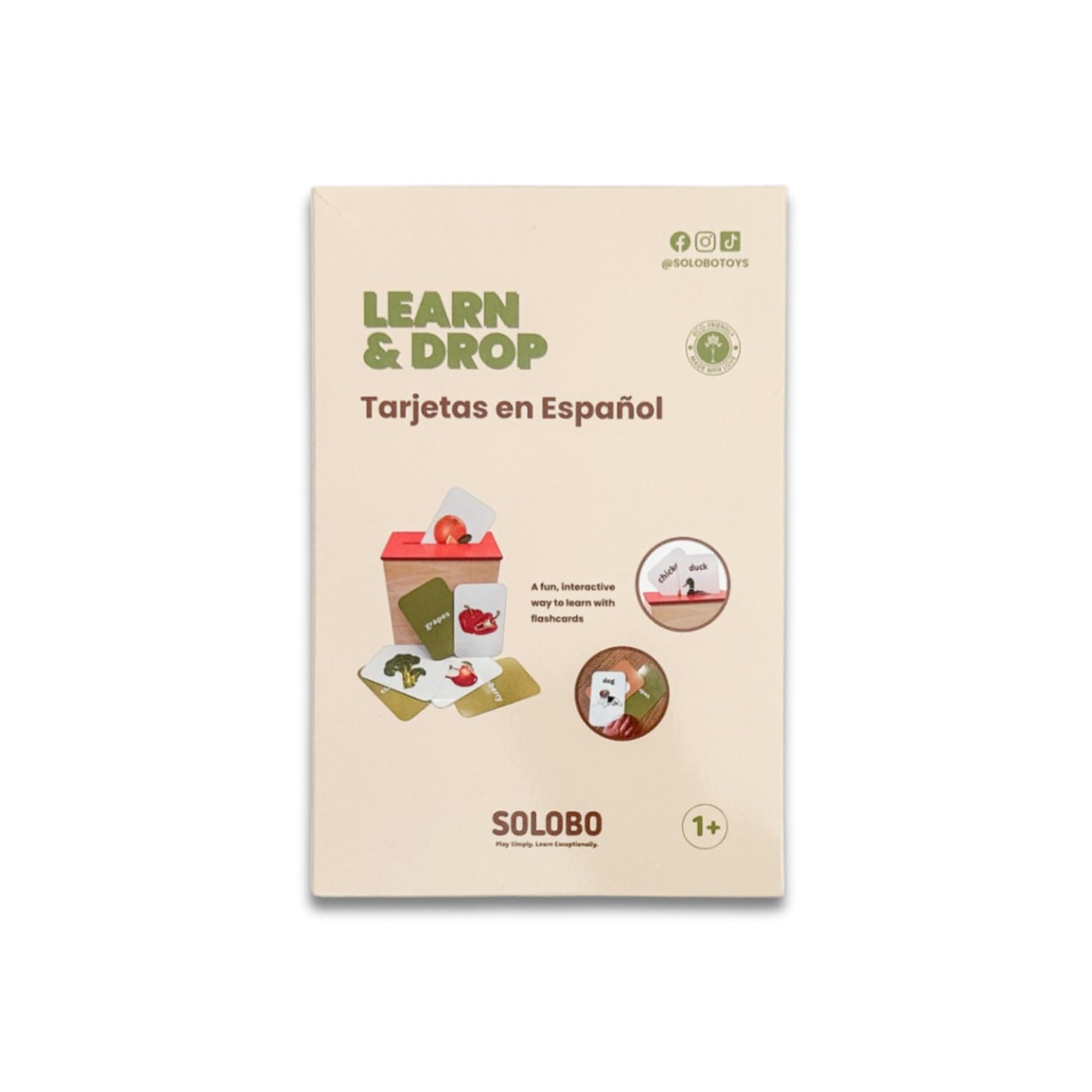Learn & Drop Spanish Flashcards | Spanish Flash Cards for Kids and Toddlers | Learn Colors, Shapes, Numbers, Fruits and Veggies, and Animals