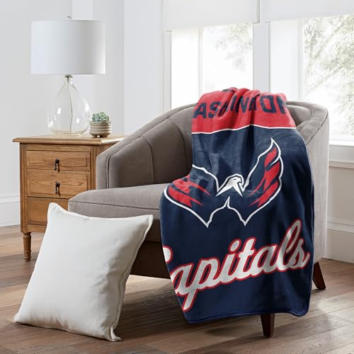 NORTHWEST Officially Licensed Washington Capitals NHL Team Throw Blanket 4660 Licensed Microfiber Throw with Hockey Logos for Fans Dorms Game Day Couches & Fan Caves
