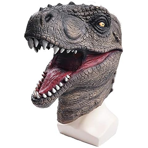 ReneeCho Novelty Halloween Costume Dinosaur Mask Latex Raptor Animal Head Jurassic (adultsize, Dinosaur-grey) Cover