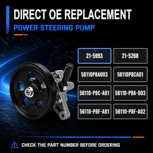 Image of Flecto 56110-P8C-A01 Steering Pump with Pulley Compatible with Honda V6