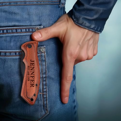 Personalized Gifts for Men, Custom Engraved Pocket Knife with Box - Image 2