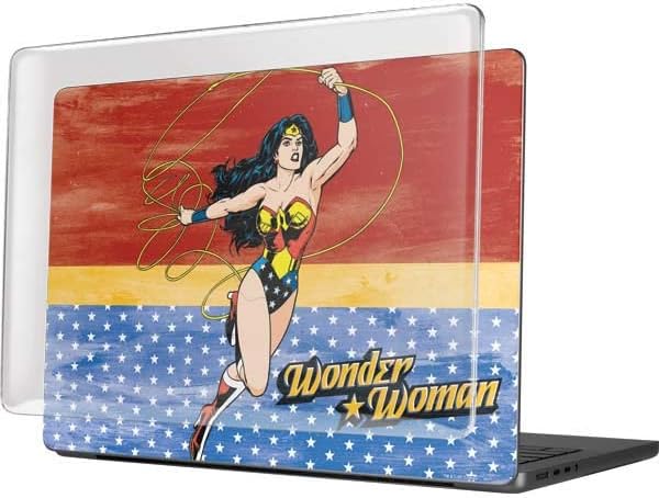 Skinit Case + Skin Compatible with MacBook Pro 14in (2021) - Officially Licensed Warner Bros Wonder Woman Ready to Fight Design
