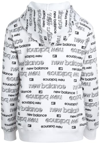 New Balance Boys' Sweatshirt ? Basketball Active Fleece Pullover Hoodie (Size: 4-20), Size 10-12, Classic White #TOP3