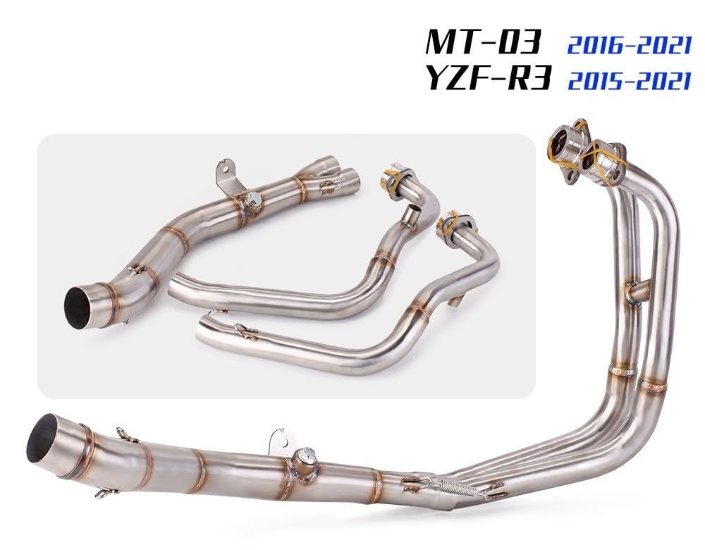 rura wydechowa motocyklowy wydech Pełny Układ Wydechowy Rura Środkowa Slip On Pasuje Do Yamaha YZF R25 R3 MT03 2015 2016 2017 2018 2020(Type A)