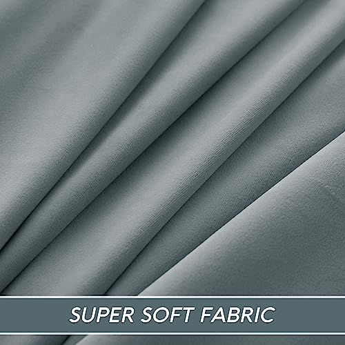 Image of RYB HOME 2 Layers Extra Thick Heavy Thermal Velvet Curtains Insulated, Solid Blackout Window Curtains for Living Room Light Block Privacy Backdrop with Pleat Tape, Stone Blue, W48 x L84 inch, 1 Panel