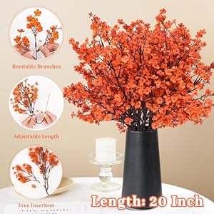 Yastouay Silk Artificial Flowers 5 Pcs Fake Flowers Babys Breath Flowers Artificial Bulk, Orange Faux Flower Stems Decor for Party Wedding Bouquets DIY Home Garden Decor Yastouay Silk Artificial Flowers 5 Pcs Fake Flowers Babys Breath Flowers Artificial Bulk Orange Faux Flower Stems Decor for Party Wedding Bouquets DIY Home Garden Decor