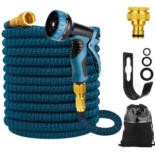 Expandable Garden Hose 75ft - Expanding Water Hose with 10 Function Nozzle 3/4 &1/2 Fitting Connectors Easy Storage Garden Water Hose