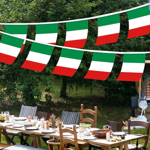 Image of Italy Flags Italian String Flag Banners for Patriotic Events Independence Day Sports Bars Inside Outside Decorations 33 Feet 30 Flags