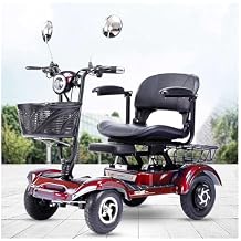 4 Wheel Mobility Scooter Two-Seater Heavy Duty Mobility Scooters for Seniors 380w 48v 20ah Portable Folding Mobility Scooter Elderly-Full Led Lighting Adults 200kg Capacity,Red