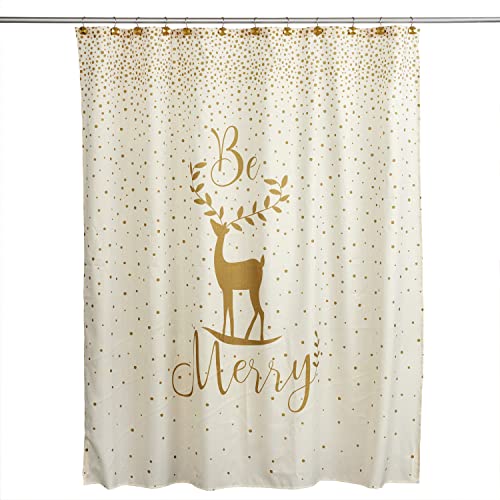 by Saturday Knight Ltd. Merry Reindeer - Set di tende da doccia e ganci 13 pezzi colore: Bianco