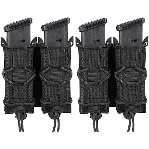 2pc Molle Pistol Mag Pouch Single Double Stack Magazine for 9mm/.40 Calibers 45acp Glock S&W M&P, Sig 226/229, and Springfield 1911,Sig Sauger,P365,P365X Cover
