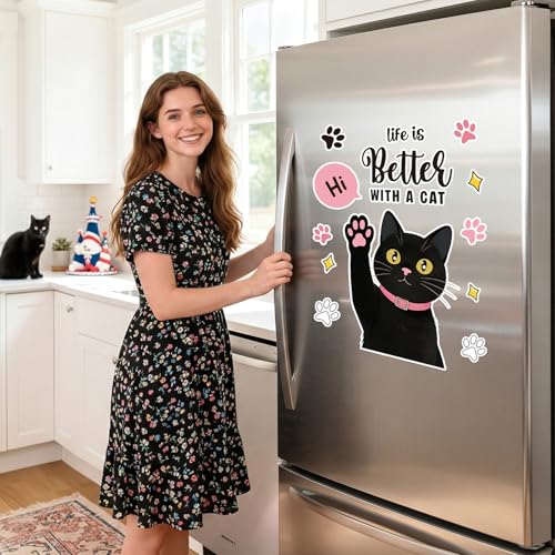 Imán decorativo para lavavajillas gato negro miniatura 5