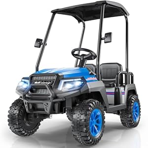 R9 24V Kids Golf Cart, 4 Seats, 4WD Kids Electric Car w/Remote Control, Spring Suspension, Multimedia Functions Including Music, Story, Wireless Connection, Horn, Power Display, Detachable Awning
