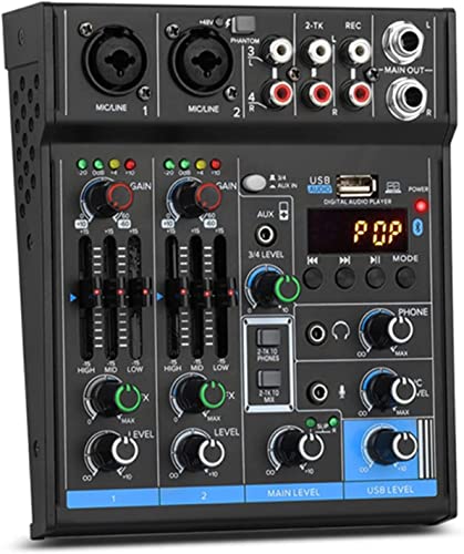 Mezclador de DJ portátil Mezclador de audio profesional, consola de placa de sonido Controlador de...