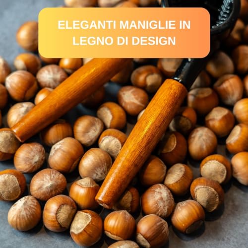 Schiaccianoci con manico in legno pregiato, 16 cm, 100 giorni, test senza rischi, schiaccianoci per noci e noci del Brasile, senza schiacciamento nucleare, incluso e-book con ricette, facile - immagine 6
