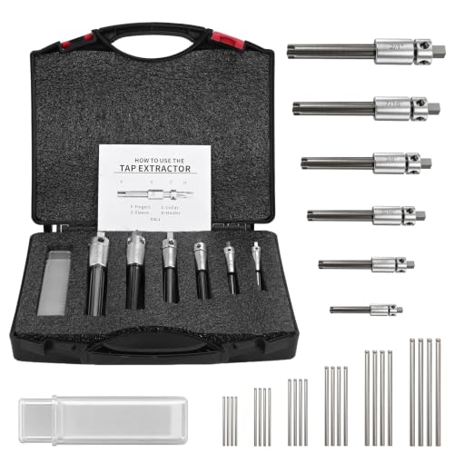 18001 Tap Extractor Set 6-Piece 4 Flute Broken Tap Extractor Removal Tool 3/16 to 1/2 Heavy-Duty Hardened Steel Kit with Spare Claws & Storage Case