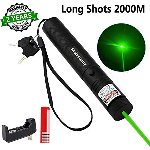 Molesunny Green Light Pointer High Power Visible Beam with Adjustable Focus for Hunting