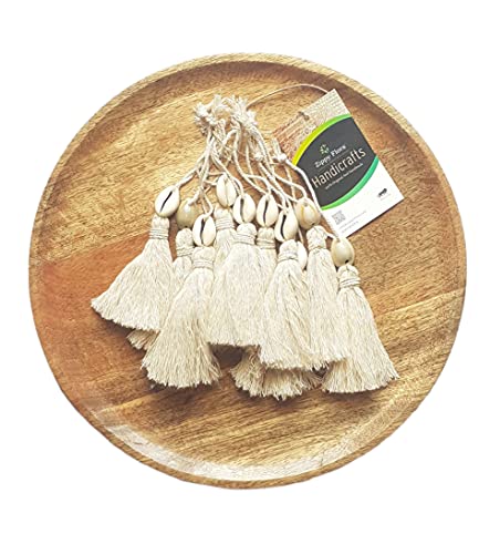 Image of Zippy Flora Premium Handmade Cotton Tassels with Cowrie Shell Embellishments for DIY Crafts, Boho Wall Decor, Home Styling & Creative Projects (Pack of 10)