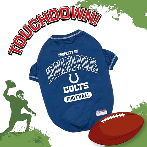 Image of NFL Indianapolis Colts Dog T-Shirt for Pets, Size X-Small. Officially Licensed Pet Shirt with Team Logo, Soft Stretchable Comfort Fit Apparel for Dogs & Cats