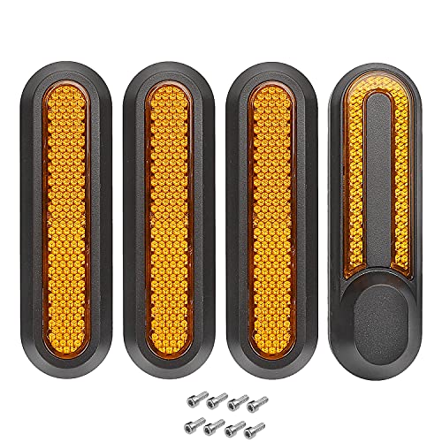 Fututech 4 x Reflective Decorative Cover for Xiaomi M365 Pro Pro2 1S Scooter Reflective Strips on Front and Rear Wheels Accessories Kit Electric Scooter (Yellow) - Image 4