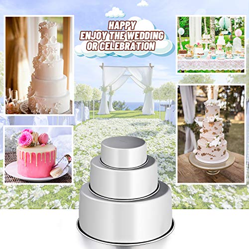 E-Far Cake Pan Set Of 3 (4’’/6’’/8), Deep Stainless Steel Round Cake Pans Tins For Baking Small Layer Wedding Birthday Cake, Non-Toxic & Dishwasher Safe, Mirror Finish & Straight Side #TOP6