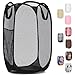 Mesh Popup Laundry Hamper - Portable, Durable Handles, Collapsible for Storage and Easy to Open. Folding Pop-Up Clothes Hampers Are Great for the Kids Room, College Dorm or Travel. (Black)