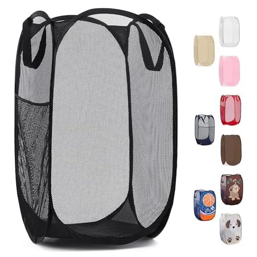 Handy Laundry Mesh Popup Hamper – Foldable Lightweight Basket for Washing – Durable Clothing Storage for Kids Room, Students College Dorm, Home, Travel & Camping – Black Pop-up Clothes Hamper