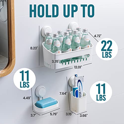Taili AW578 Shower Caddy Suction Cup & Toothbrush Holder & Soap Holder Heavy Duty Bathroom Shower Organizer thumb #2