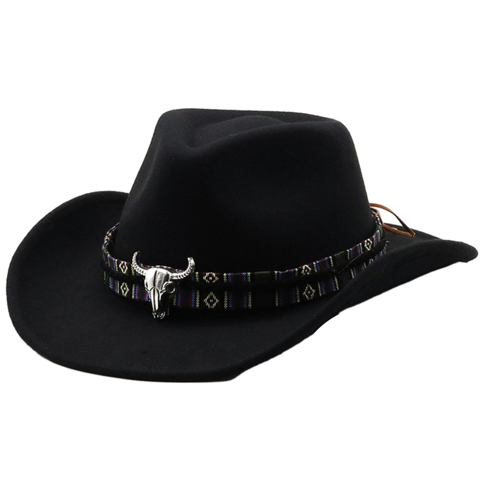 Western Cowboy Hat Men Warm Sun Protection Hat for Fishing Stage Performance Black-image-42