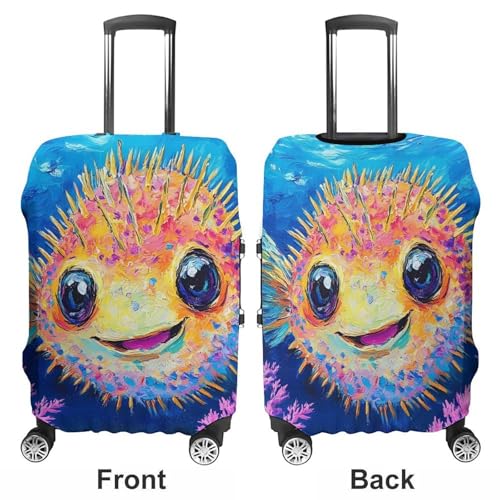 Funny Puffer Fish Luggage Covers Washable Travel Suitcase Cover Elastic Baggage Protector3