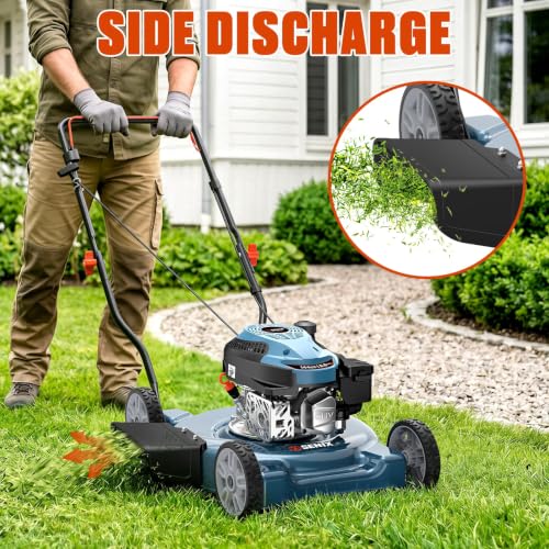 Image of SENIX 20 inch Gas Lawn Mower, 144 cc Gas Powered Lawnmower, 4-Cycle Engine Walk-Behind Push Lawn Mowers, 3 Cutting Height, Lightweight,for Garden Yard