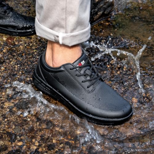 Image of LARNMERN Men's Non Slip Chef Shoes Slip On Leather Footwear