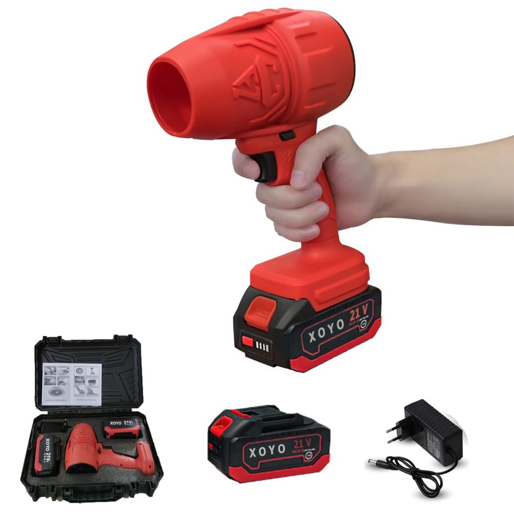 XOYO Turbo Jet Blower Cordless 21Vx2 Dual Batteries | HighThrust 1200G Violent Blowing Fan | Handheld High Powerful Blower Brushless Motor | Multipurpose Blower for Car | Home | Workshop