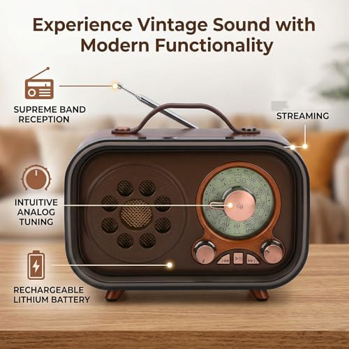 Radio portátil retro Zopsc AM FM SW recargable miniatura 4
