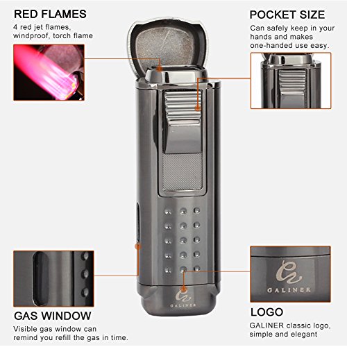 Encendedor de cigarro GALINER rojo con llama ajustable miniatura 2