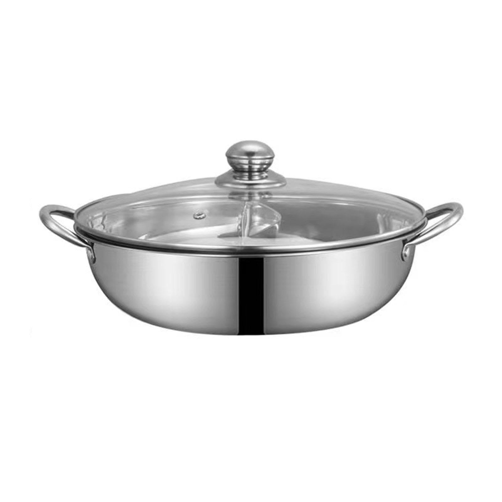 Bothyi Divided Hot Pot Pan Double Flavor Hotpot for Induction Cooktop Shabu Shabu Pot Stainless Steel for Party Restaurant Household