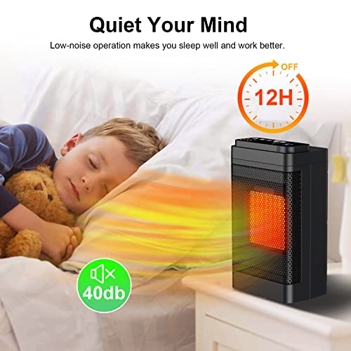 Elektrische radiator, 1500 W, mini-keramische radiator, ventilatorkachel met afstandsbediening, 70 graden oscillatie, 24 uur timer, regelbare thermostaat, 3 modi voor kantoor, slaapkamer, woonkamer - Afbeelding 5